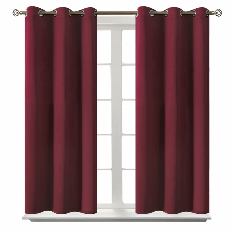 BGment Christmas Red Blackout Curtains for Bedroom - Grommet Thermal Insulated Room Darkening Curtains for Living Room, Set of 2 Curtain Panels (42 x 63 Inch, Burgundy) - Image 1